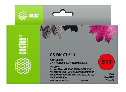 Заправка Cactus CS-RK-CL511 для Canon MP240/ MP250/MP260/ MP270 3x30мл цветной