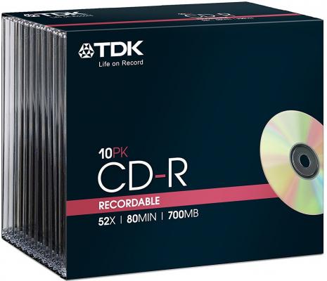 Диски CD-R TDK 700Mb  52x SJC 10шт t18765