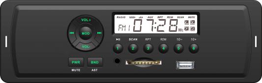 Автомагнитола Rolsen RCR-103G бездисковая USB MP3 FM SD MMC 1DIN 4x45Вт зеленая подсветка черный