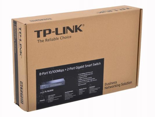 Коммутатор TP-LINK TL-SL2210 управляемый 8 портов 10/100Mbps + 2-Port Gigabit Smart Switch