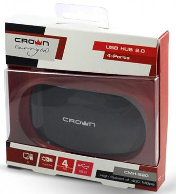 Концентратор USB 2.0 Crown CMH-B20 4 x USB 2.0 черный CM000001177