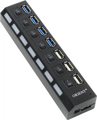 Концентратор USB 3.0 ORIENT BC-315 4 х USB 3.0 3 x USB 2.0 черный