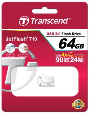 Флешка USB 64Gb Transcend Jetflash 710S серебристый TS64GJF710S