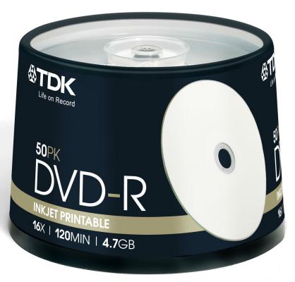 Диски DVD+R TDK 4.7Gb 16x CakeBox Printable 50шт 19919/69