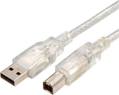 Кабель USB 2.0 AM-BM 5.0м VCOM Telecom прозрачная изоляция VUS6900-5.0MTP