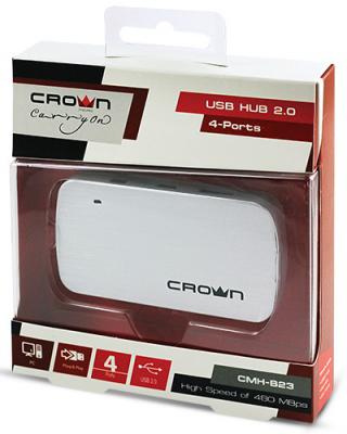 Концентратор USB 2.0 Crown CMH-B23 4 x USB 2.0 серебристый CM000001179