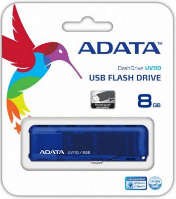 Флешка USB 8Gb A-Data UV110 USB2.0 AUV110-8G-RBL синий