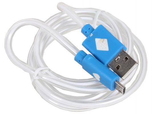 Кабель USB 2.0 AM-microBM 1.0м с подсветкой синий 3Cott 3C-CLDC-066BBL-MUSB