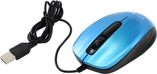 Мышь проводная Oklick 195M синий чёрный USB