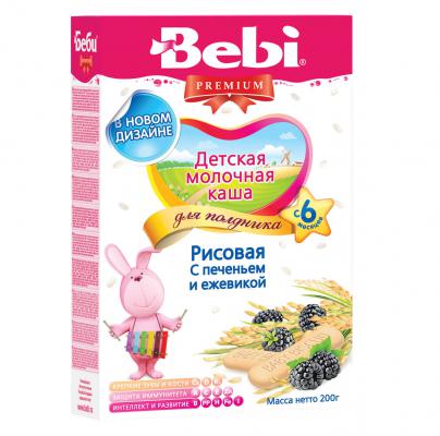 Каша Bebi Premium Для Полдника рисовая с печеньем и ежевикой с 6 мес. 200 гр. мол.