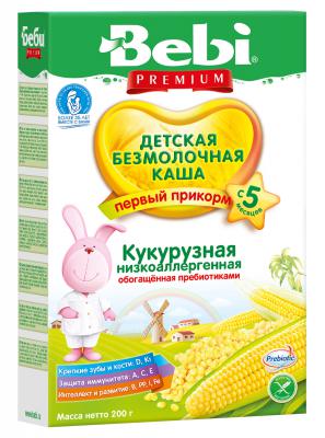 Каша Bebi Premium кукурузная с пребиотиками низкоаллергенная с 5 мес. 200 гр. б/мол.
