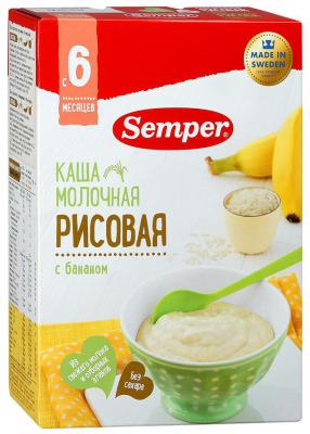 Каша Semper молочная Рисовая с бананом с 6 мес. 200 гр.