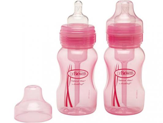 Набор бутылочек для кормления Dr.Brown с широким горлышком розовый 240 мл с рождения 15823