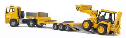 Тягач Bruder с прицепом- платформой и колёсным эвакуатором-погрузчиком желтый 1 шт 42.5 см 02776