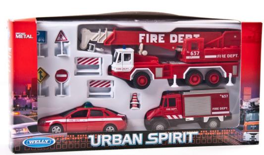 Игровой набор Welly Пожарная служба красный 3 шт 99610-10B