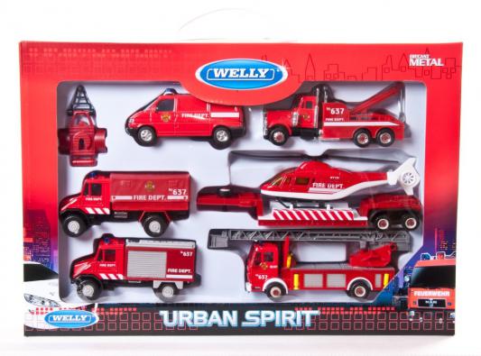 Игровой набор Welly Пожарная служба красный 6 шт 99610-6B