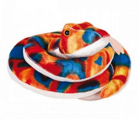 Мягкая игрушка змейка Gulliver Змейка Пеструшка плюш синтепон синий красный оранжевый белый 27 см