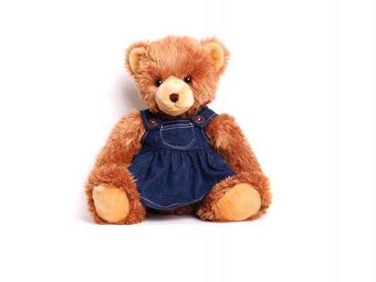 Мягкая игрушка медведь Gulliver Мишка в джинсовом платье текстиль коричневый 45 см