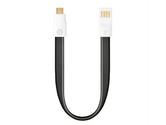 Кабель Deppa USB-microUSB плоский магнит 0.23м черный 72160