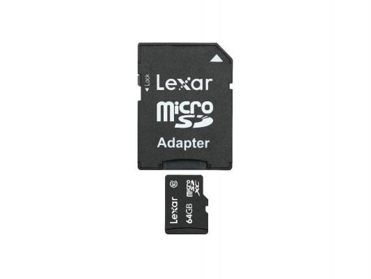 Карта памяти Micro SDXC 64Gb Class 10 Lexar LSDMI64G1EU300A+адаптер