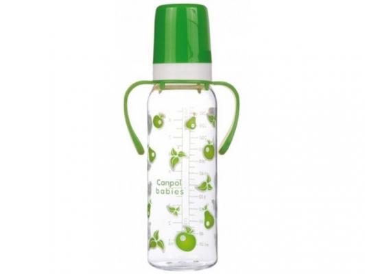 Бутылочка для кормления Canpol Бутылочка Canpol пластиковая с ручками и вешалкой 92368 250 мл с рождения зеленый