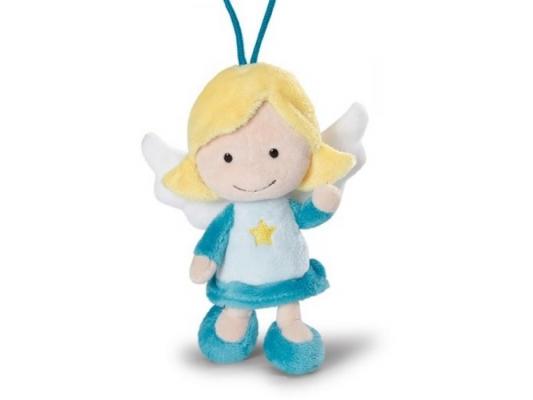 Мягкая игрушка ангелочек Nici Ангел-хранитель, с петелькой плюш голубой 15 см 37331