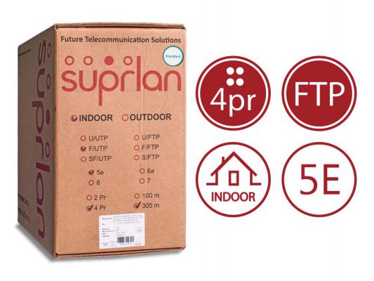 Кабель F/UTP indoor 4 пары категория 5e SUPRLAN Standard одножильный 4x2xAWG24 100% медь PVC 305м 01-1031