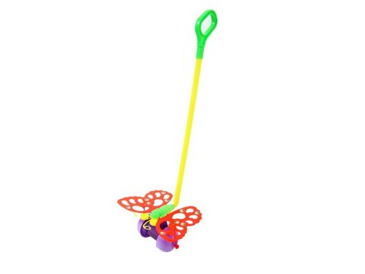 Каталка на палочке Совтехстром Бабочка разноцветный от 1 года пластик У514