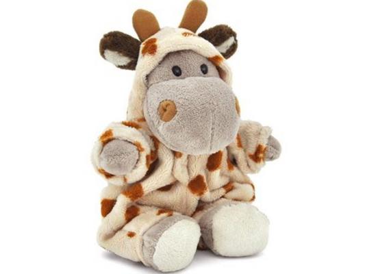 Мягкая игрушка бегемотик ОРАНЖ Бегемот забавный в одежде жирафа искусственный мех синтепон серый 19 см