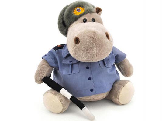 Мягкая игрушка бегемотик ORANGE Полицейский искусственный мех синтепон текстиль синий серый 50 см