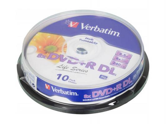 Диски DVD+R Verbatim 8x 8.5Gb Cake Box Double Layer 10шт 43818