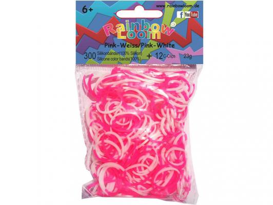 Резинки для плетения Rainbow Loom Силикон Розоый/Белый 0532 от 6 лет 300 шт