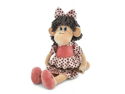 Мягкая игрушка обезьянка ОРАНЖ Обезьянка Ляля искусственный мех ткань розовый бежевый черный 35 см