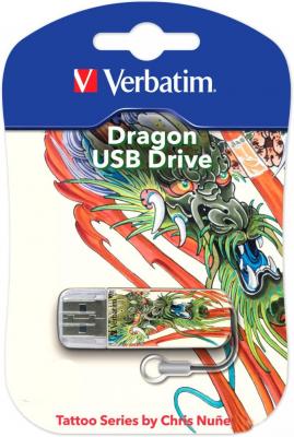 Флешка USB 16Gb Verbatim Mini Tattoo Edition Dragon 049888 USB2.0 белый с рисунком