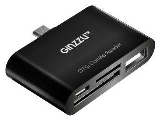 Картридер внешний Ginzzu GR-581UB USB2.0 microUSB/USB/SD/microSD черный