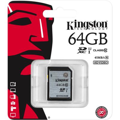 Карта памяти SDXC 64GB Class 10 Kingston SD10VG2/64GB