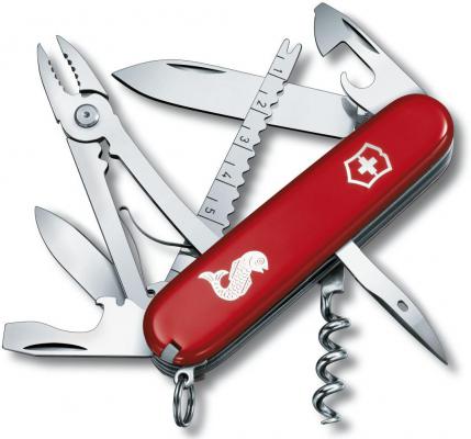 Нож перочинный Victorinox Angler 1.3653.72 91мм 18 функций красный с логотипом "рыба"