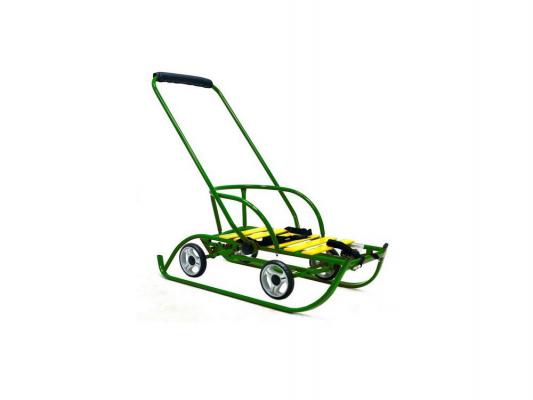 Санки-коляска RT Премиум на колесах с педальным принципом до 100 кг зеленый дерево металл