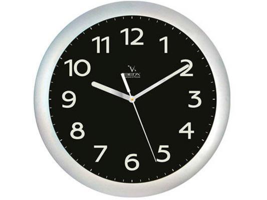 Часы настенные Вега П 1-серебро/6-212 серебристый чёрный