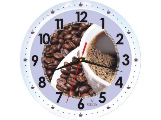 Часы настенные Вега П 1-799/7-53 Зерна кофе рисунок белый