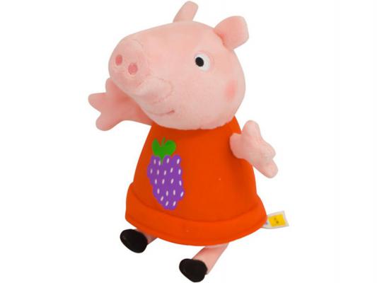 Мягкая игрушка свинка Peppa Pig Пеппа с виноградом текстиль розовый 20 см 29621