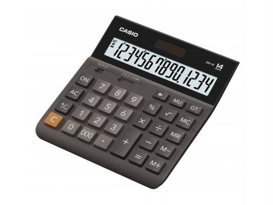 Калькулятор Casio DH-14-BK-S-EH 14-разрядный коричневый/черный