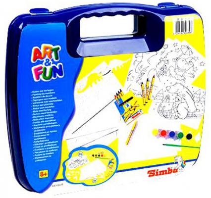 Набор для творчества Simba 6330639 от 3 лет с красками, цветными мелками и трафаретами (в синем чемоданчике)