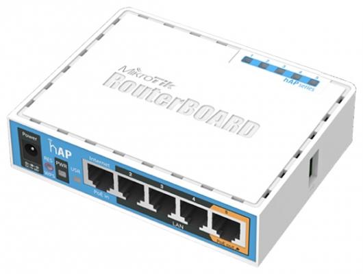 Wi-Fi роутер MikroTik hAP RB951Ui-2nD 802.11bgn 300Mbps 2.4 ГГц 4xLAN USB белый