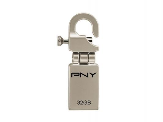Флешка USB 32Gb PNY Micro Hook Attache P-FDI32G/APPHK-GE серебристый