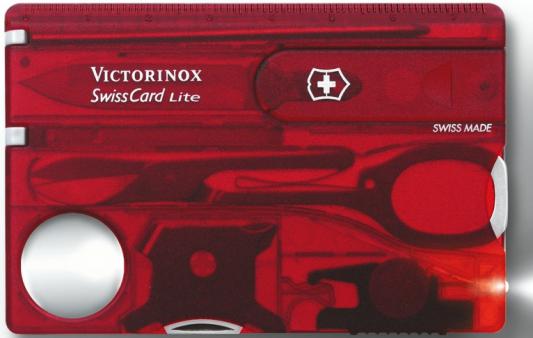 Швейцарская карта Victorinox SwissCard Lite 0.7300.T 13 функций полупрозрачный красный