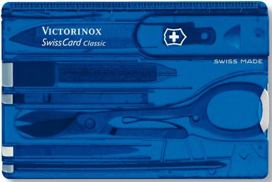 Швейцарская карта Victorinox SwissCard Sapphire 0.7122.T2 10 функций полупрозрачный синий