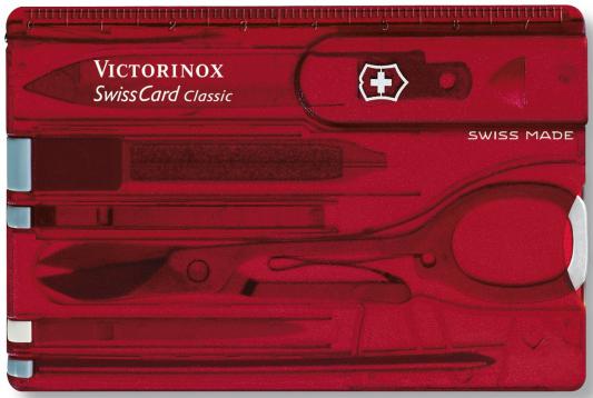 Швейцарская карта Victorinox SwissCard Ruby 0.7100.T 10 функций полупрозрачный красный