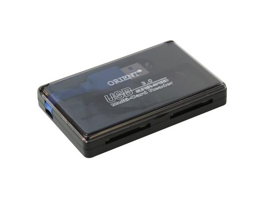 Картридер внешний ORIENT CR-305 2xSD/SDHC 2xmicroSD/T-Flash USB 3.0 черный