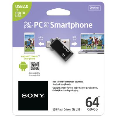 Флешка USB 64Gb SONY On-The-Go USM64SA2 черный